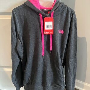The North Face Charcoal Hoodie with Pink Details